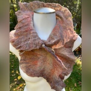 Unique Wet Felted Wool Scarf/collar